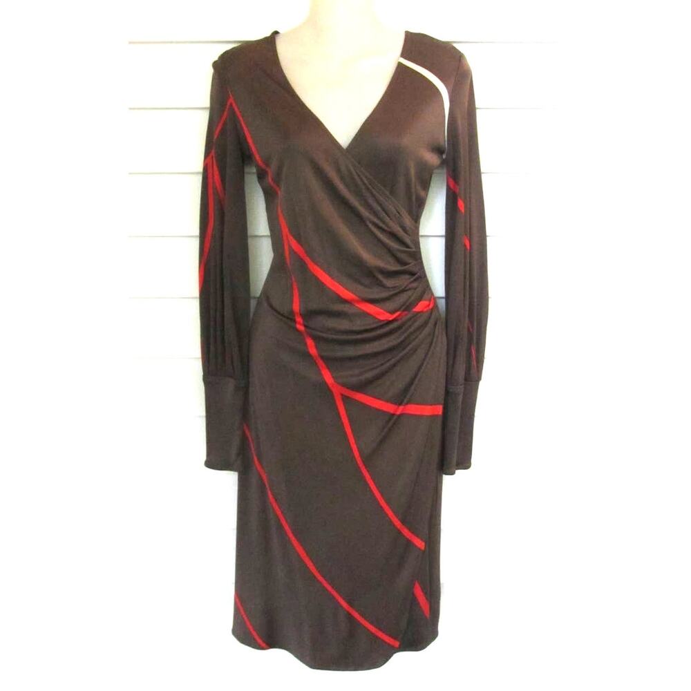 Issa London Mid Century Modern Chocolate Brown Sheath Dress size 4